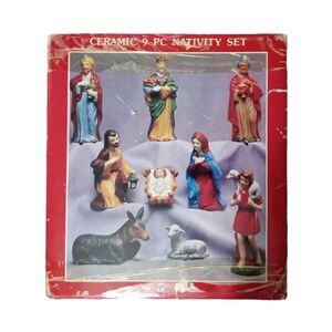 Vintage Ceramic 9 pc Nativity Set Mersco Wholesale Christmas Decoration
